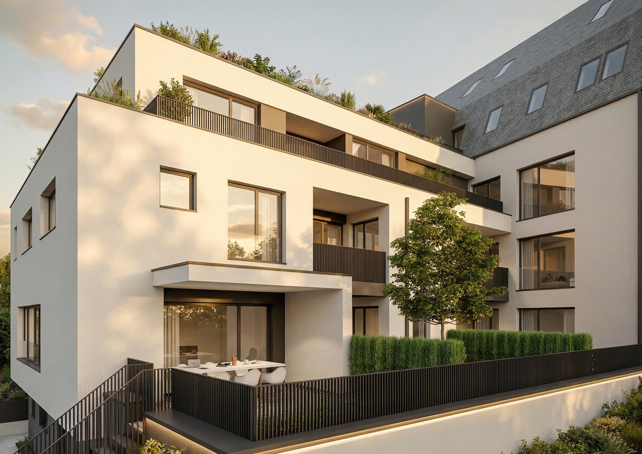 Johannis Carré Architekturansicht in der Abenddämmerung