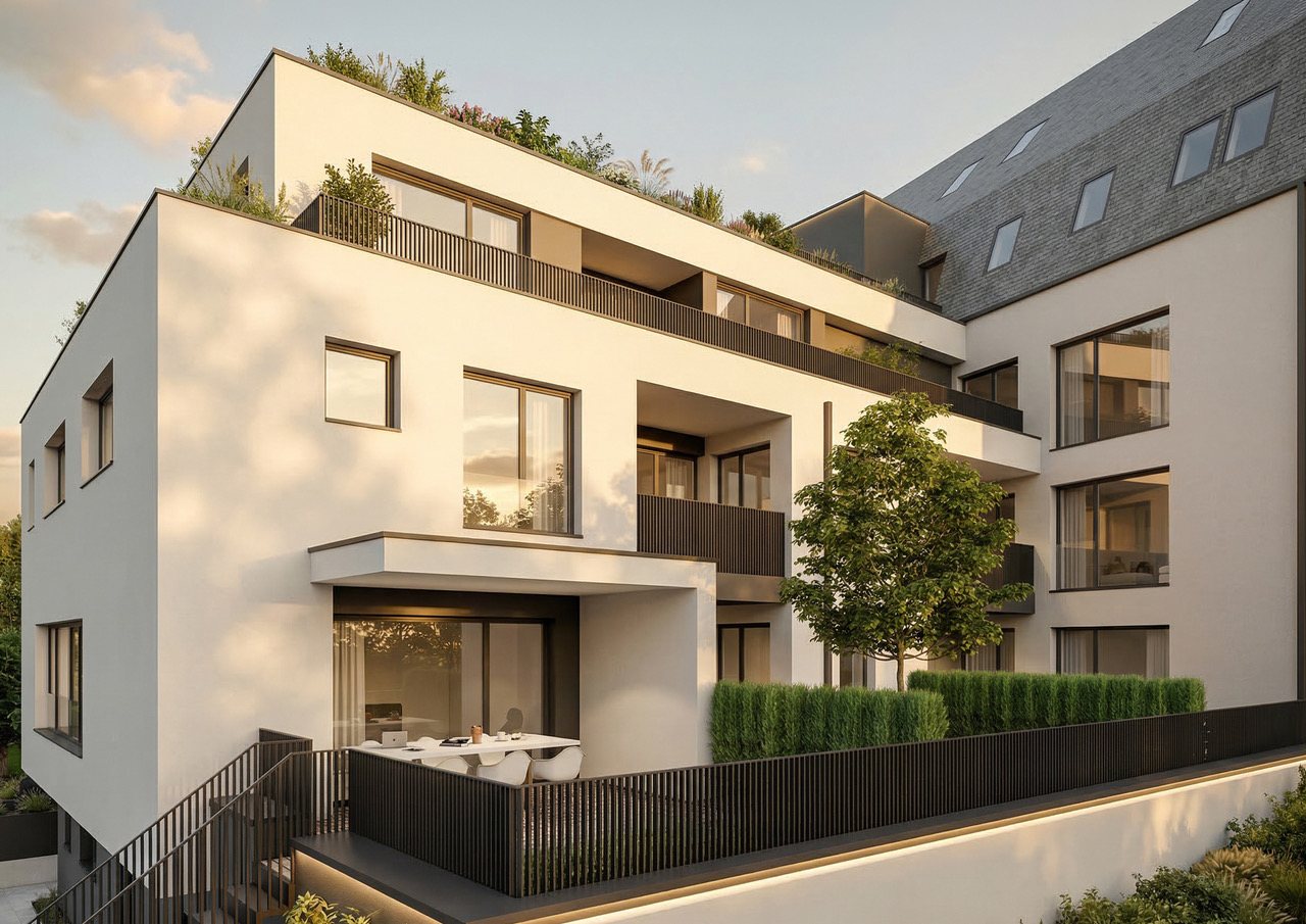 Johannis Carré Architekturansicht in der Abenddämmerung